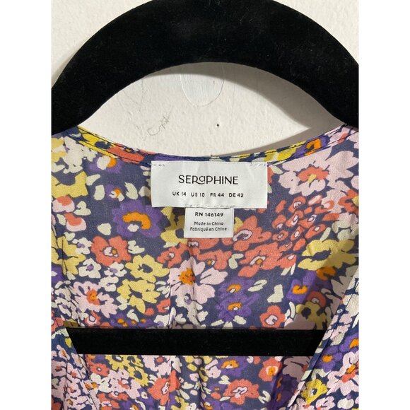 Seraphine Maternity Dress Long Sleeve Floral Midi Nursing Access size US 10 - Picture 7 of 14